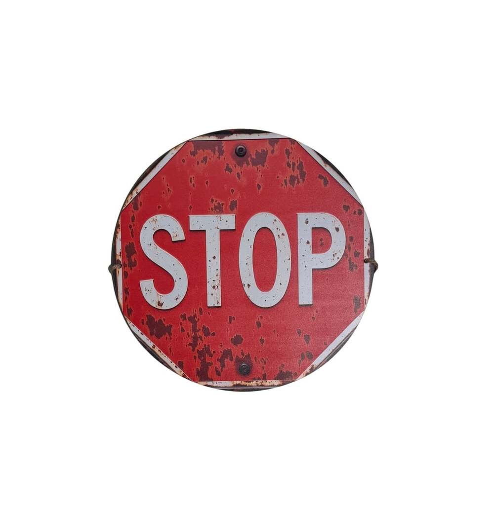 Vintage Style Metal Stop Sign Faux Distressed